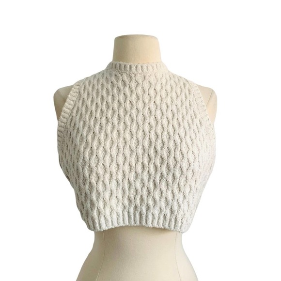 LHD Sweaters - LHD White Cashmere CrissCross Back Cropped Sweater